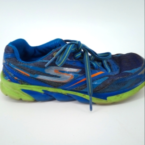 Skechers Go Run 4 Big Kid Blue Green Active Sneakers 3.5 Laces - Picture 3 of 13